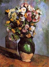 Сезанн Натюрморт Цветы в оливковой вазе 1880г